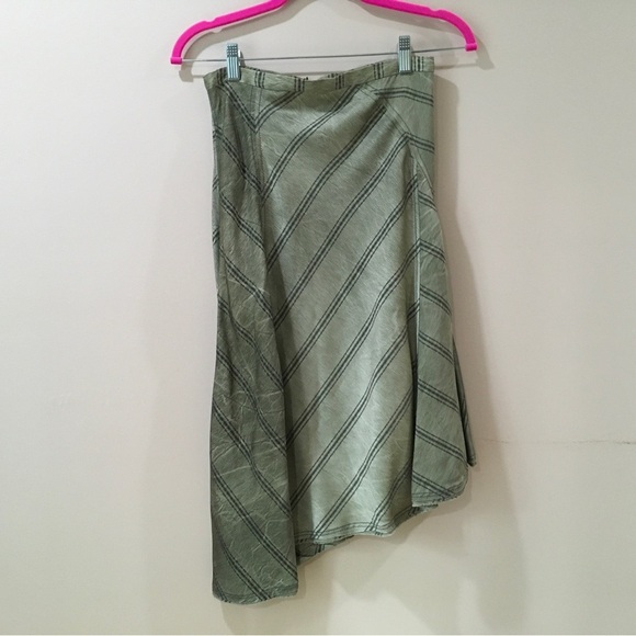 ZARA HIGH-WAIST ZW COLLECTION Pareo MIDI SKIRT Green Striped Size m - Picture 5 of 8